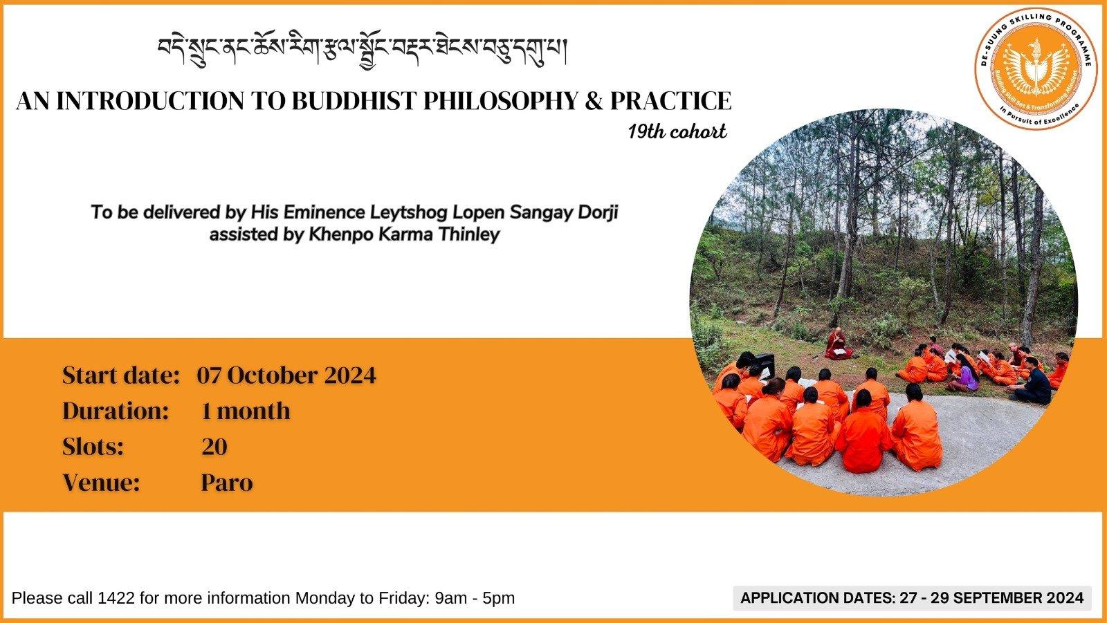 Re-announcement - An Introduction to Buddhist Philosophy & Practice