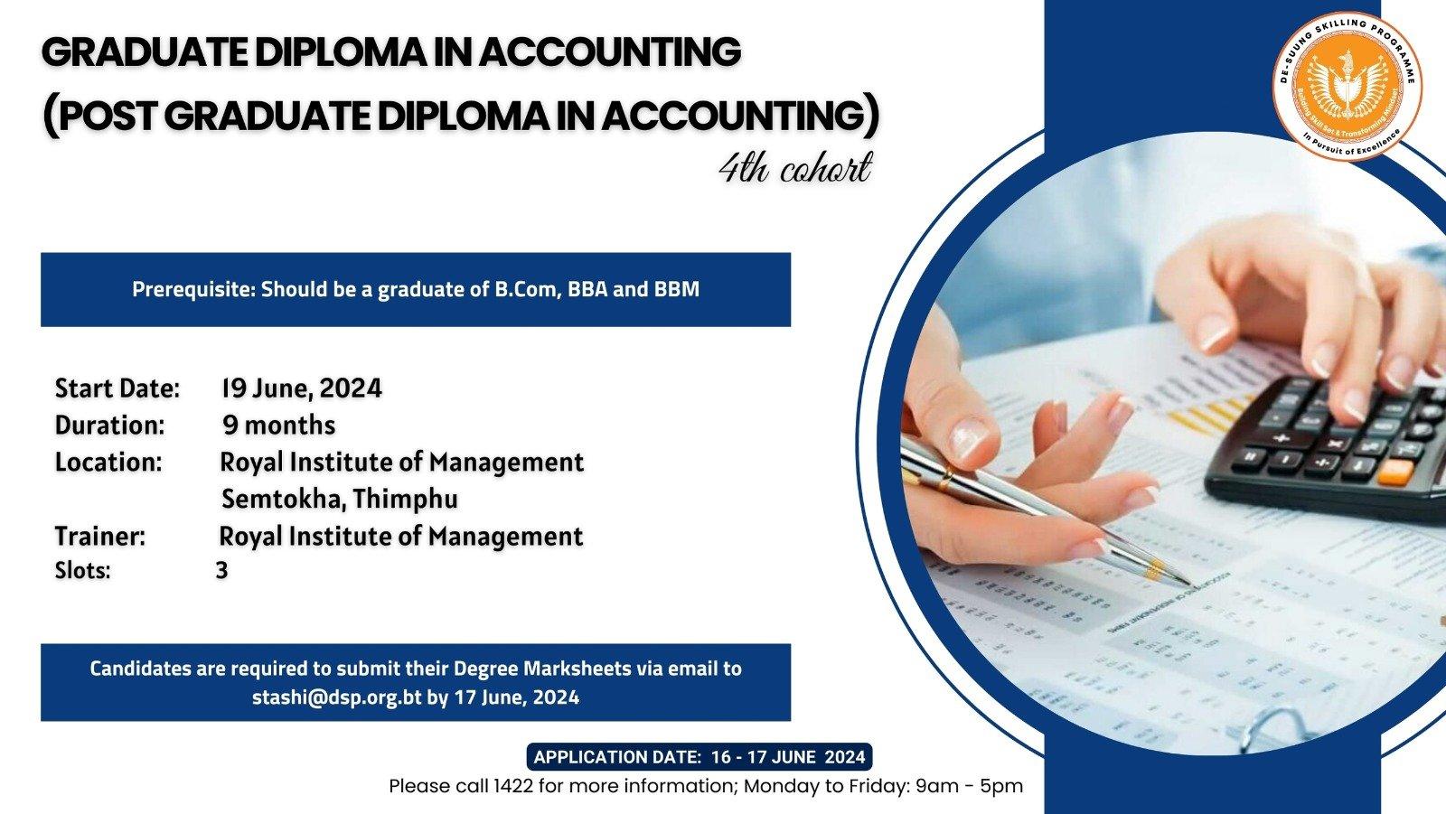 RE-ANNOUNCEMENT! Graduate Diploma in Accounting 